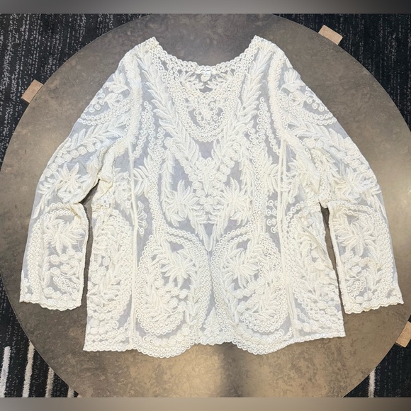 Ultra Pink Tops - Ultra Pink Cream Lace Blouse size XL